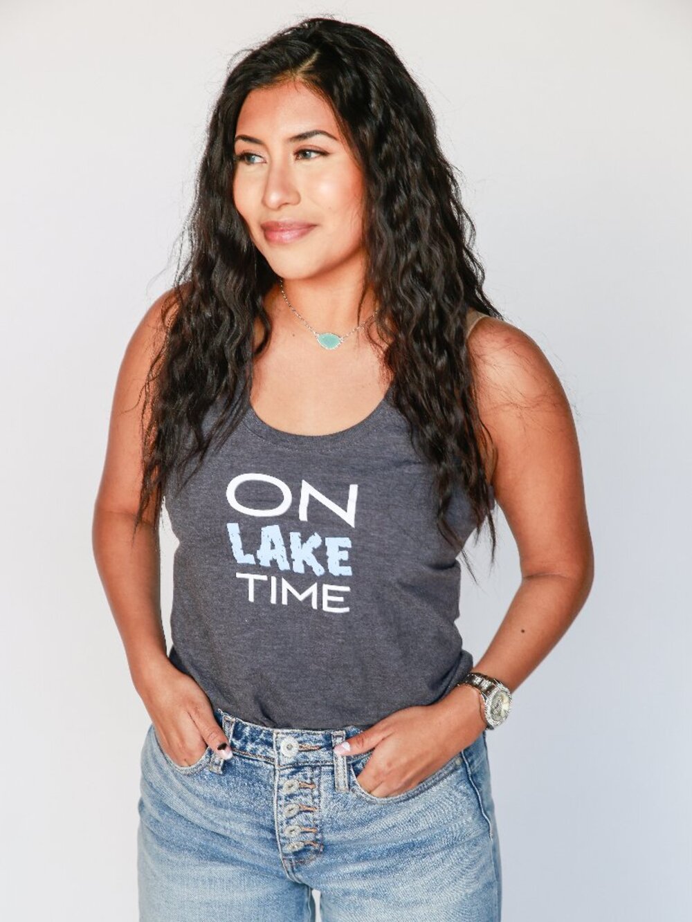 District ON LAKE TIME Tri‑Blend Racerback Tank
